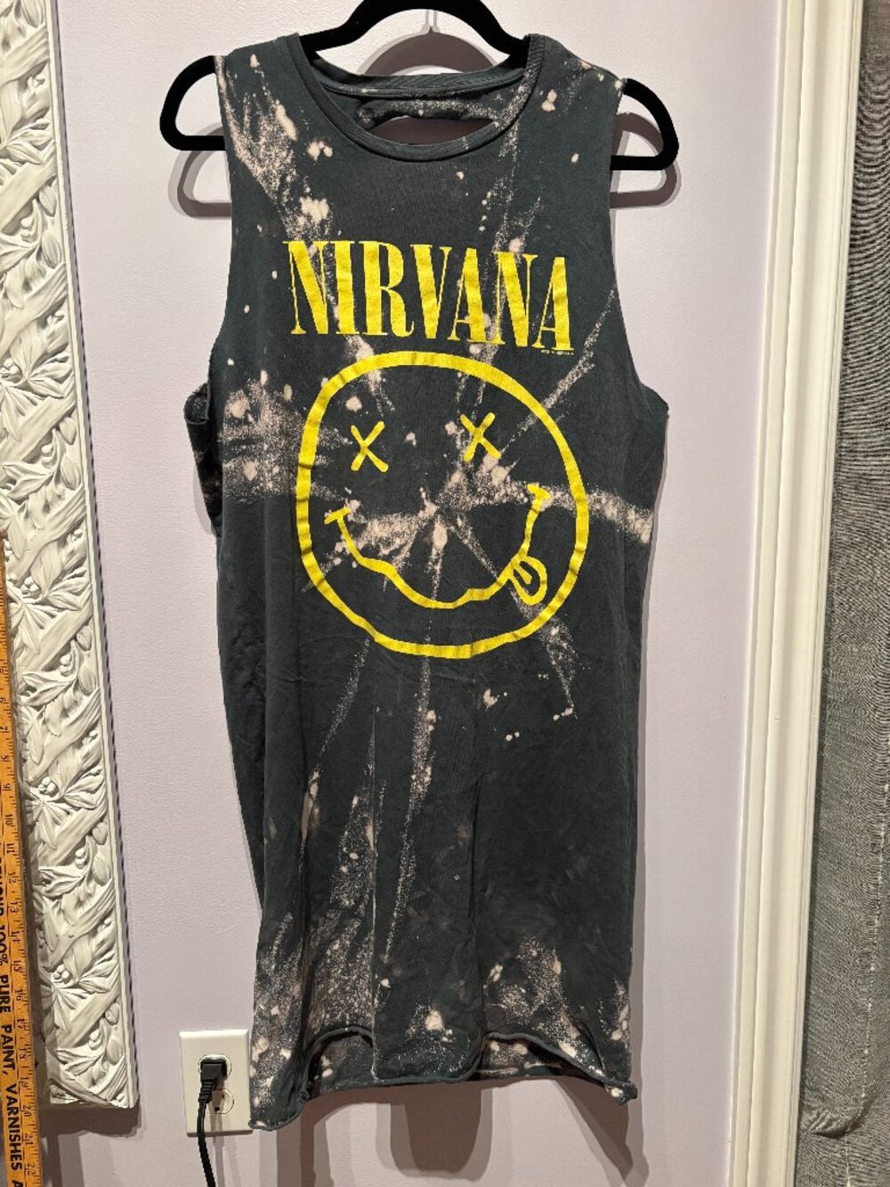 Topshop Womenβs Nirvana Tie Dye Slitted Open Back Casual Bikercore Tshirt Dress